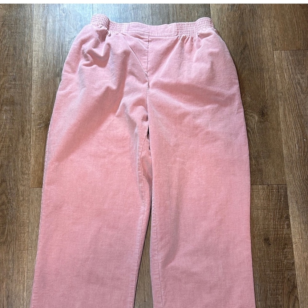 Alfred Dunner Pink Corduroy Pants Petite 8P High Rise Elastic Waist Straight Leg